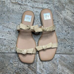 Dolce Vita DV Medford Raffia Bow Sandals Women’s 7.5 Beige Neutral Boho